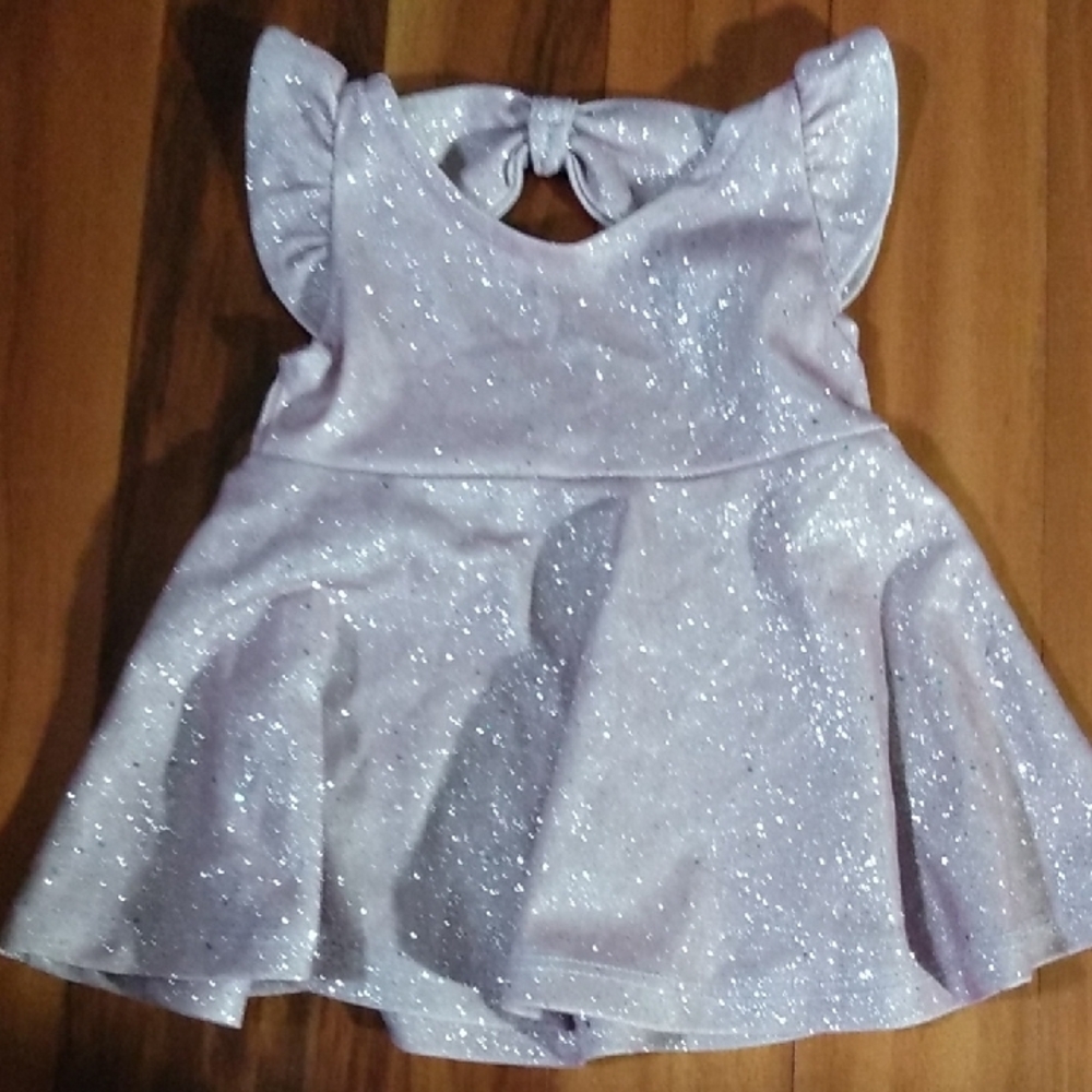 NWOT Baby Girls 6-9 Months Lilac Sparkly Glitter Tunic with Flutter Sleeves